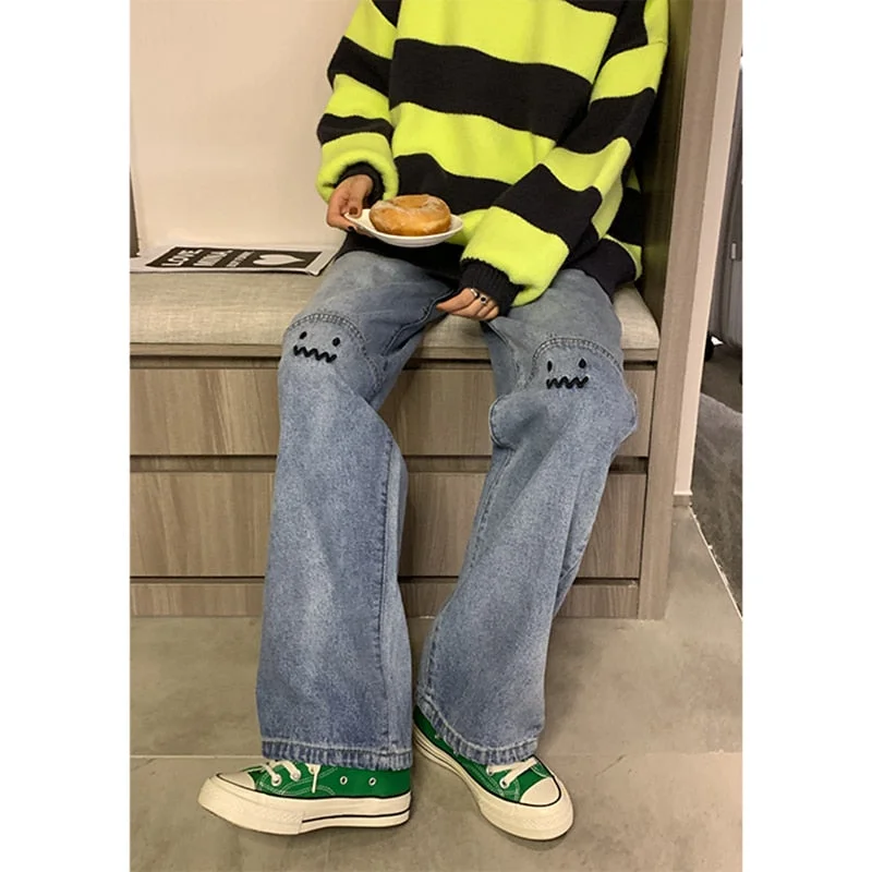 Spring Women Jeans High Waist Straight Baggy Fashion Pants Streetwear