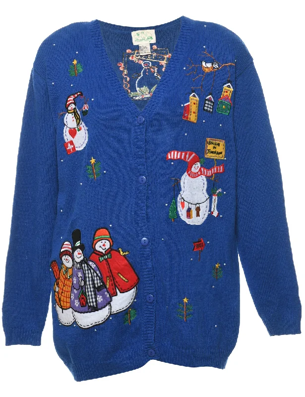 Snowman Christmas Cardigan - M Trendy Women’s Hoodies