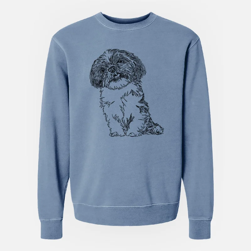 Doodled Ethel the Shih Tzu - Unisex Pigment Dyed Crew Sweatshirt Women’s Zip-up Hoodies