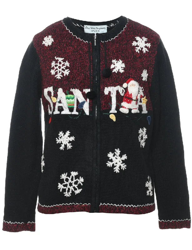 Santa Claus Christmas Cardigan - M Relaxed Fit Sweatshirts