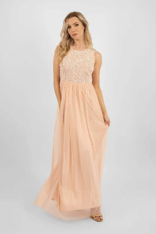 Picasso Blush Pink Embellished Bridesmaid Maxi Dress Long unclassified dresses