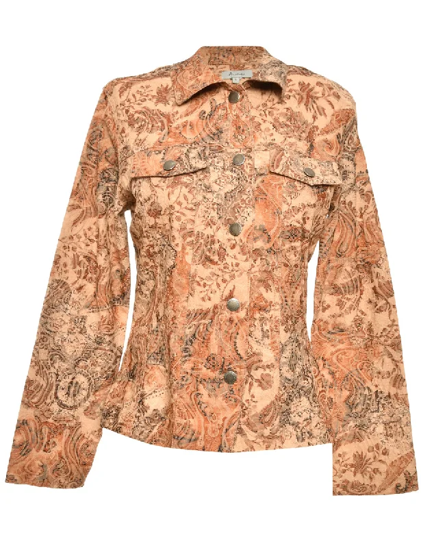 Printed Brown Jacket - L Fashionable unclassified dresses