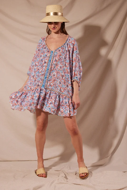 Poncho Bobo Aqua Dalia Cotton Mousseline Date night unclassified dresses