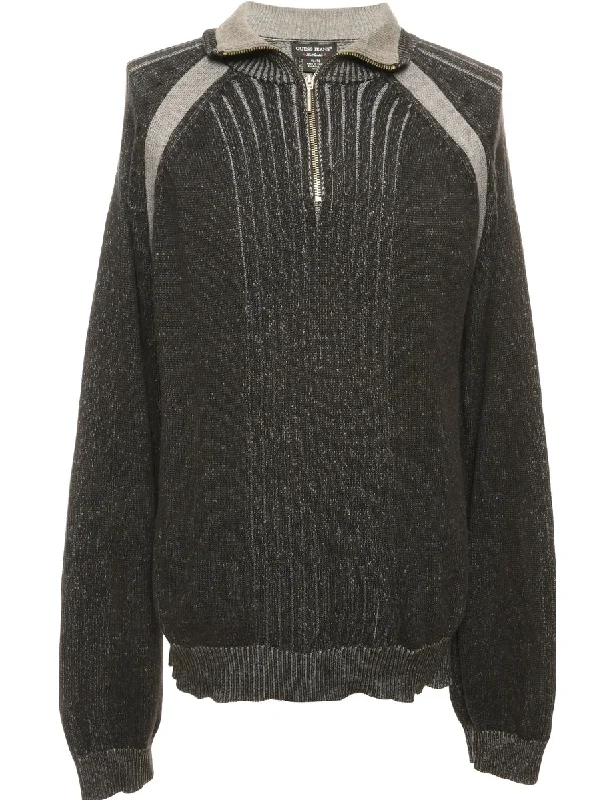 Quarter Zip Black Jumper - L Lounge unclassified dresses