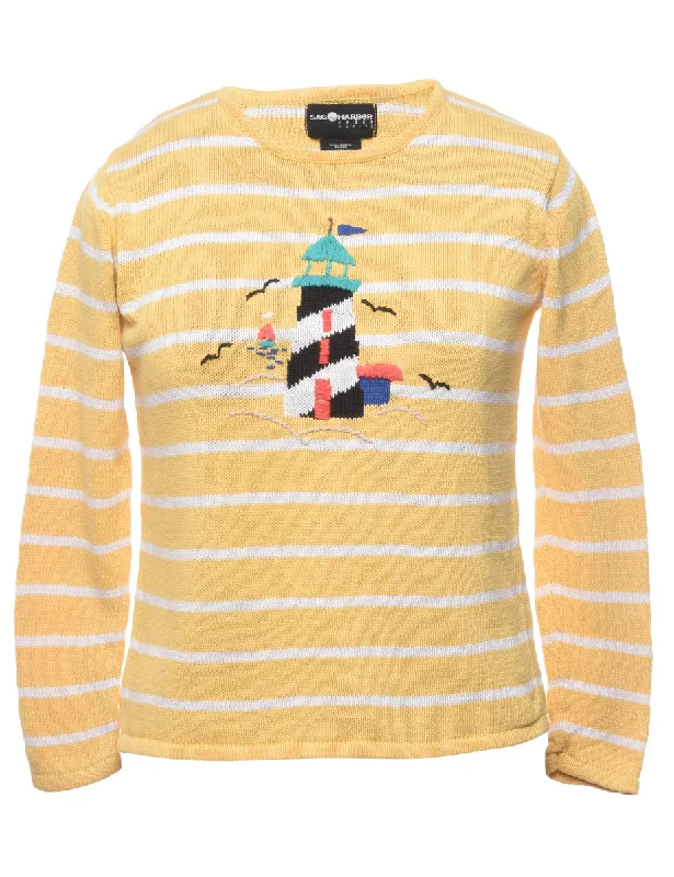 Petites Sag Harbor Striped Jumper - XS Ruched unclassified dresses