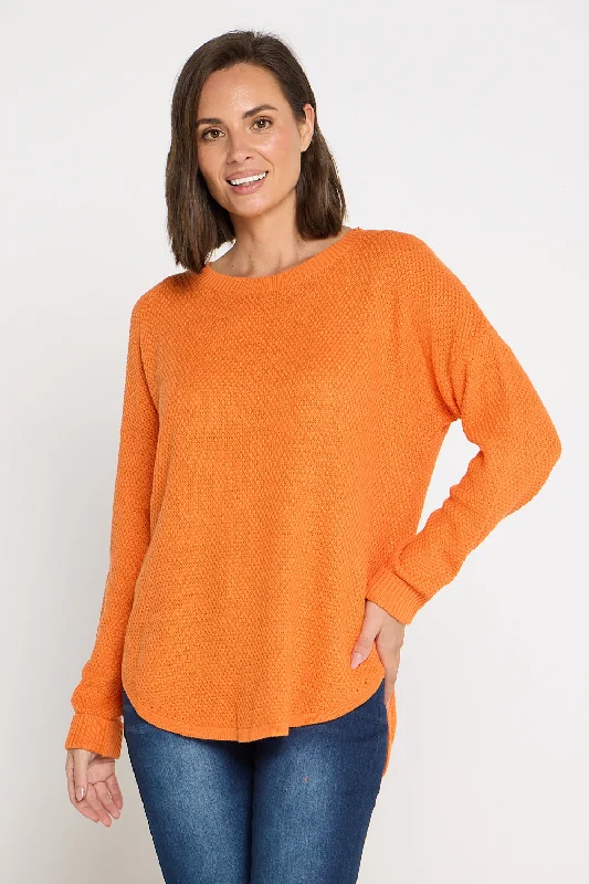 Brenda Waffle Knit - Orange Printed unclassified dresses
