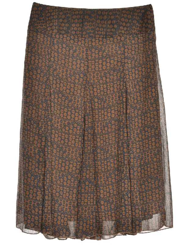 Printed Dark Brown Maxi Skirt - M Knitted unclassified dresses