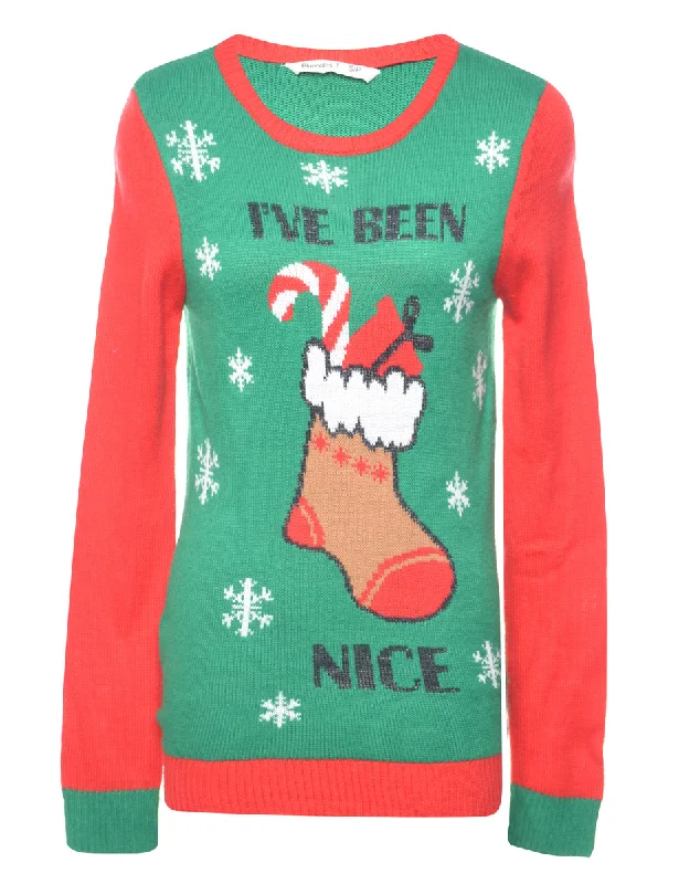 Petites Snowfall Design Christmas Jumper - S One-shoulder unclassified dresses