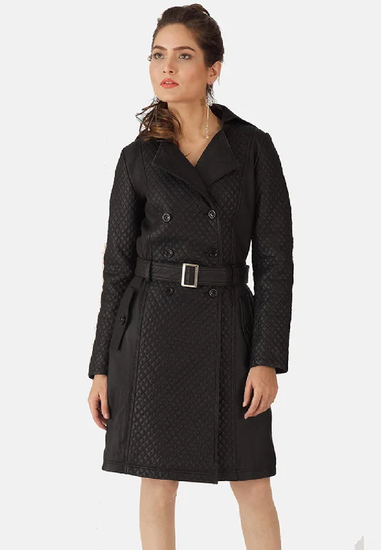 Women's Black Leather Trench Coat Women's H&M jackets