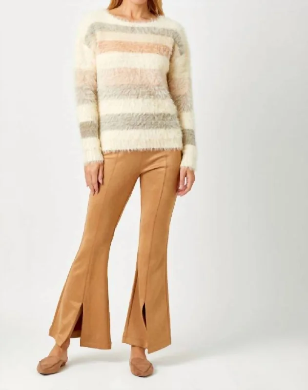 Fuzzy Stripe Sweater In Multi Color UV protection sweaters