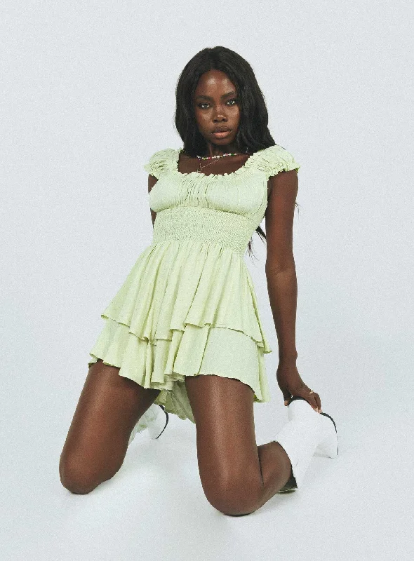 The Love Galore Romper Green Anniversary mini dresses