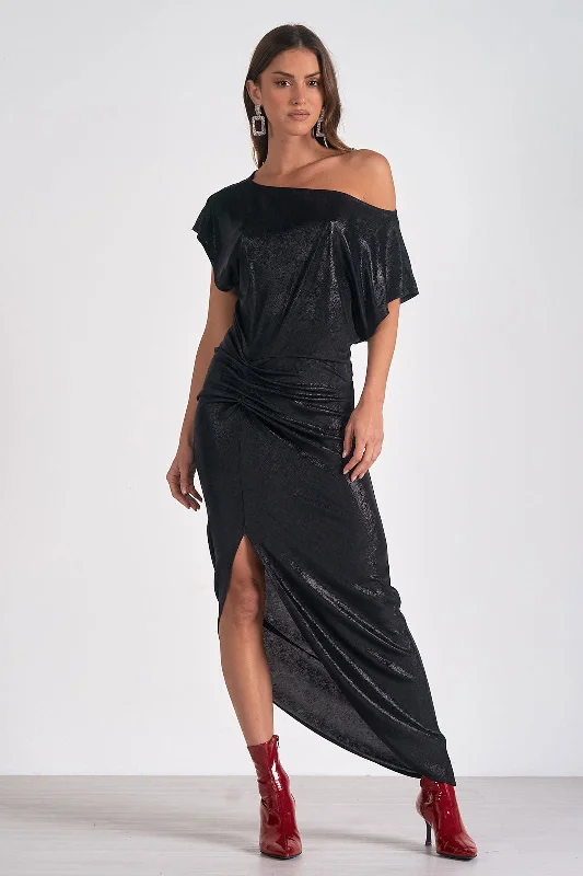 SHINY EFFECT MIDI DRESS Denim midi dresses