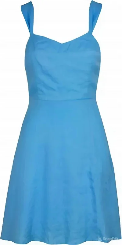 Malibu Mini Dress In Blue--Vintage Pleated Skirt